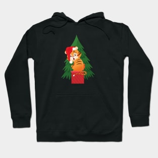 Christmas Cat on a Gift Hoodie